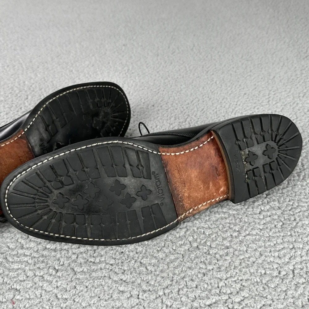 Allen Edmonds Dellwood Shoes Men 11B Black Norwegian Split Toe 1304 Made In USA